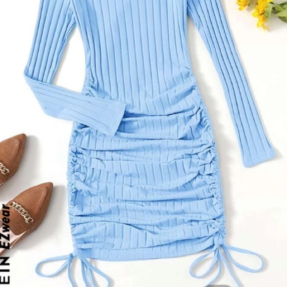 DRAWSTRING RUCHED SIDE BODYCON DRESS - Picture 3 of 7